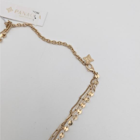 Panacea Gold Tone Triple Layer Chain Necklace Multi-Strand Fashion Jewelry - Picture 3 of 5